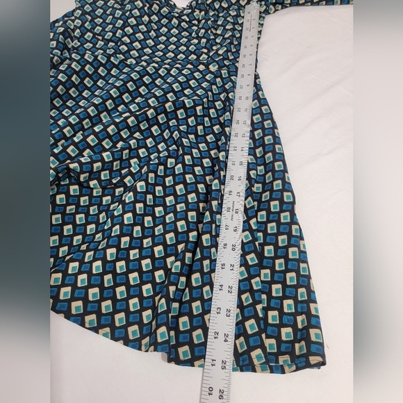 Band of The Free Genevieve Teal Diamond Long Sleeve Mini Dress Women's Medium - Picture 11 of 12